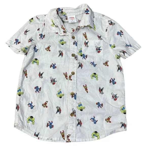 3 Marvel Boy's Shirts T-Shirt Button Front Blue White Lot of 3 Size 6 - Picture 8 of 10